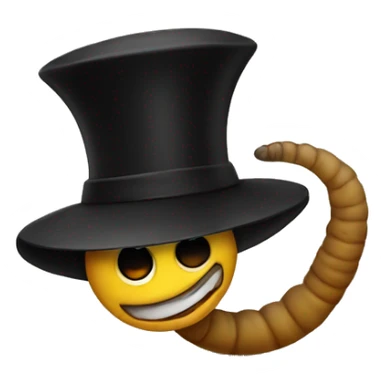 Worm with black hat sticker