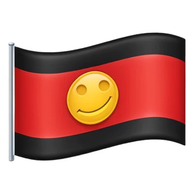 A wawy black and red rectangle with medium sized yellow circle in the middle flag sticker