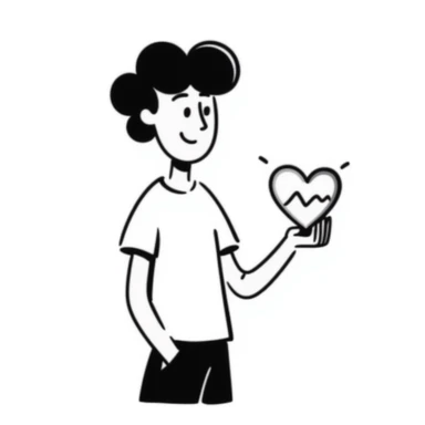 Handsome boyfriend figure with heart, casual style sticker