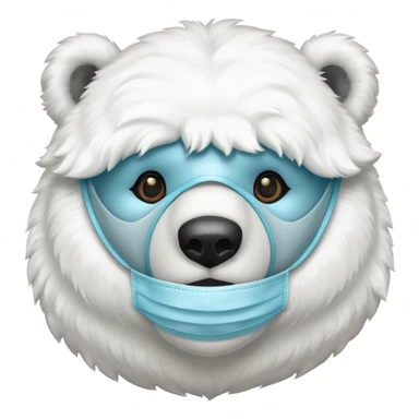 Polar bear wearing face  mask sticker