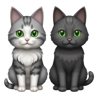 2 different coloured grey cats including one dark grey and white cat and one completely solid dark grey cat with green eyes and only white paws sticker