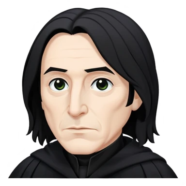 Severus Snape with black hair, hooked nose, dark eyes, wearing black robes sticker