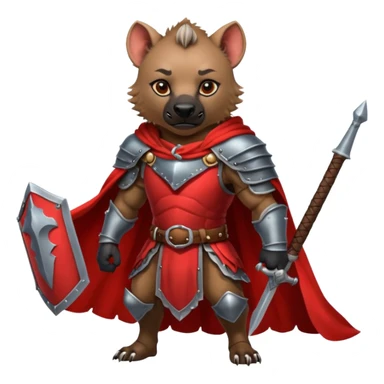 Strong hyena knight warrior with red cape  sticker