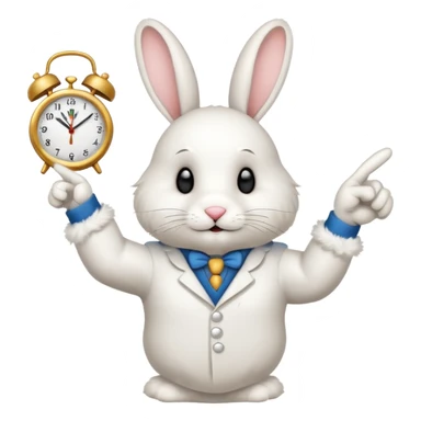 rabbit pointint time on clock  sticker