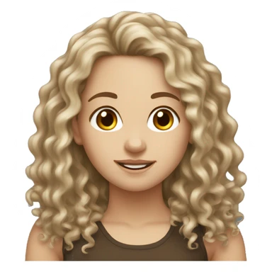 white girl long curly brown hair  sticker