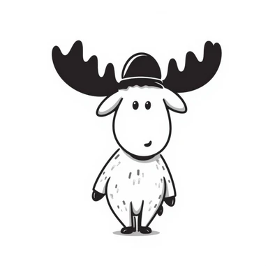 Hand drawn doodle style moose sticker