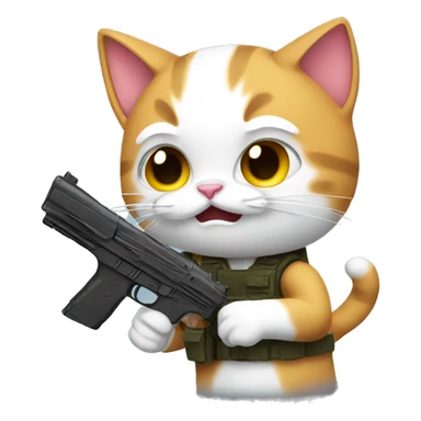 Cat with gun sticker