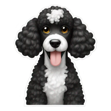 Black and white poodle with bone in her mouth sticker