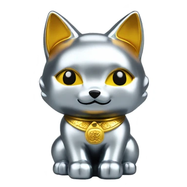 fully chrome fox statue in the form of maneki neko sticker