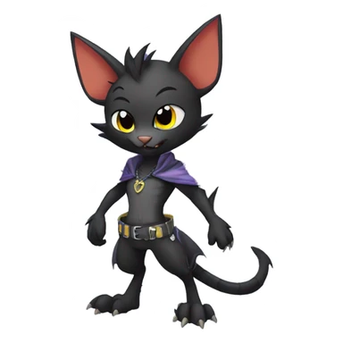 Black Anthro Cool Punk Bat-Cat-Fakemon Full Body sticker