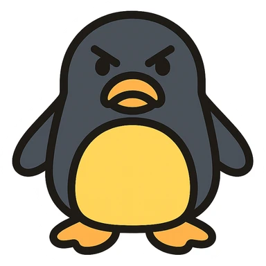 angry penguin color icon with black outlines sticker