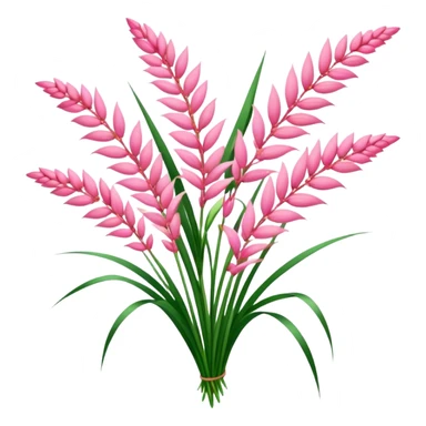 big bouquet pink Saccharum Grass Flower flower, stem, leaf sticker