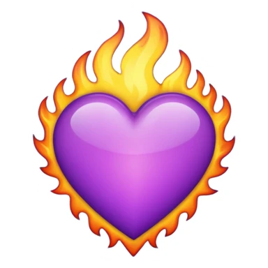 Coração roxo com chamas sticker