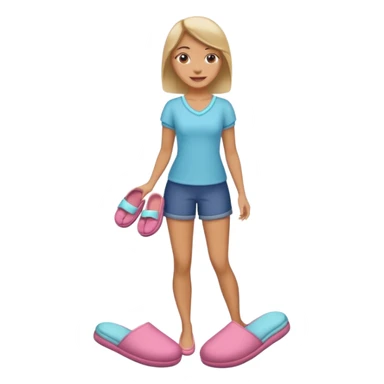 woman model standing on foot with cushion slippers sticker