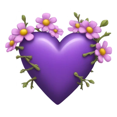 Purple Heart with flowers and thorns sticker