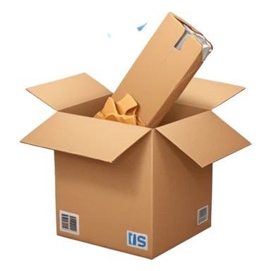 Generate a realistic emoji of a package being desgtroyed  sticker