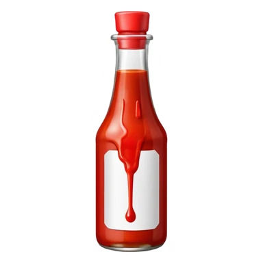 A single bottle of spicy sauce, keep it plain no branding or text. Add a drip effect to this. sticker