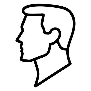 Make the jawline even sharper while keeping the minimalist outlined icon style with no background. sticker