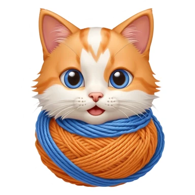 Funny kitten tangled in yarn with surprised expression sticker