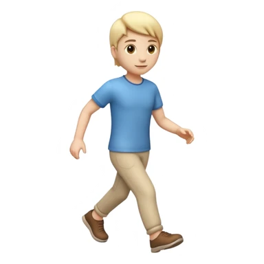 3D  emoji style person walking, clear stride, centered, soft shadow, white background. sticker