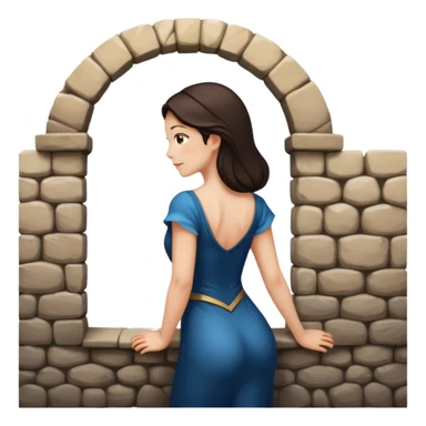 Female back arched in moonlight, skin glowing against stone walls sticker