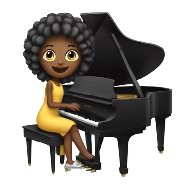 Piano with girl  sticker