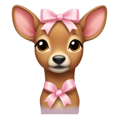 light brown fawn with a light pink ribbon on head sticker