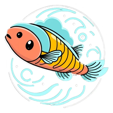 A glowing crystalline brain with mental fog dissipating around it. Ethereal pieces of salmon, golden egg yolk, and fermented soy float in a spiral, sending thin beams of light that activate bright points on the cerebral cortex, creating an expanded focus circuit. sticker