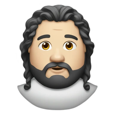 fat white man with wavy long black hair and a beard sticker