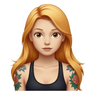 girl with long blonde hair and tattoos and an athletic ginger girl sticker