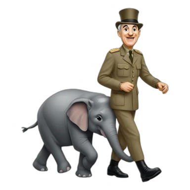Louis de Funès qui marche sur un éléphant sticker