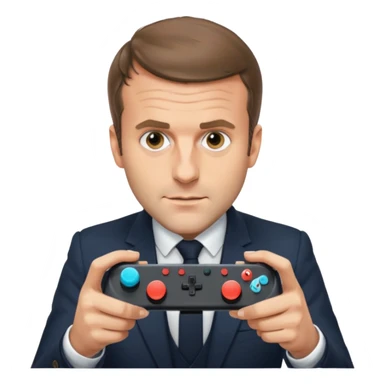 fais moi emmanuel macron avec une manete de switche dans les main sticker