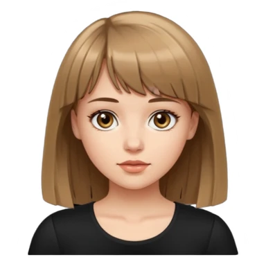 White girl in black top hair length to the tits color very dark blonde/light brown bangs sticker