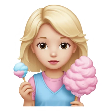 cotton candy holding blonde girl kid sticker