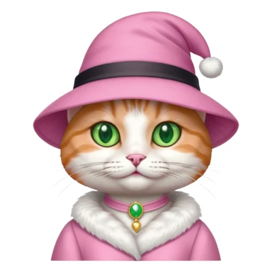 Cat in a hat wearing a pink gown sticker