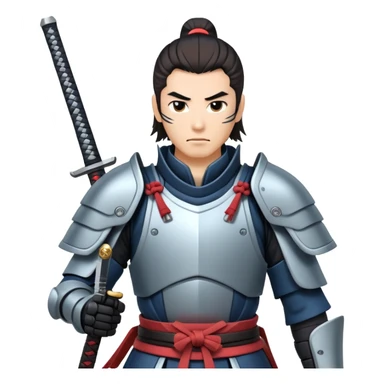 male tech nomad samurai with cybernetic armor and katana sticker