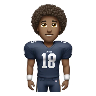Quarterback with curly hair and white complexion sticker