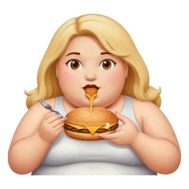 Fat girl with food sticker