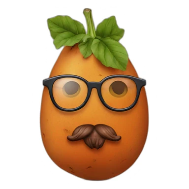 sweet potato with glasses and a beard sticker