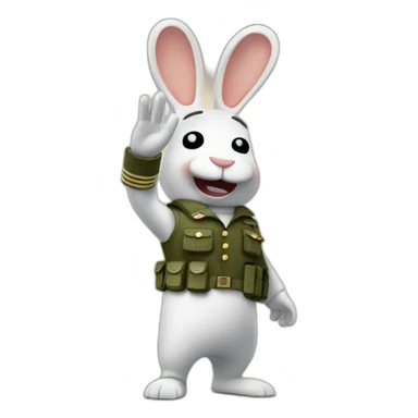 Raving rabbids doing military Salute sticker