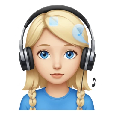 Blonde hair girl with blue eyes listening to music sticker