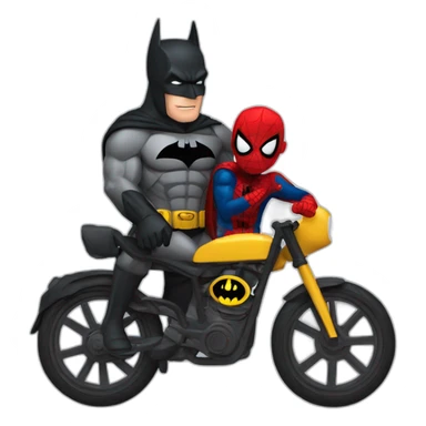 Batman on a bike with Spiderman  sticker