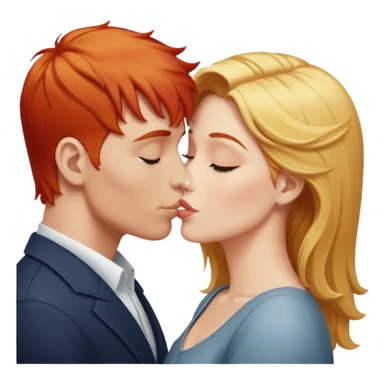 Red woman and blonde man kissing sticker
