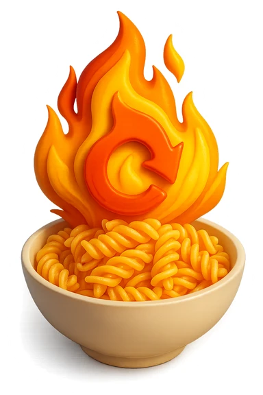 fiamma di metabolismo con bowl di pasta 3d sticker