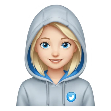 smiling girl in hoodie blue eyes  sticker