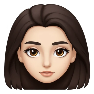 Eye black and big, eyelashes long, eyebrows black, skin white, and so beautiful hair long and brown skin tone white, sticker