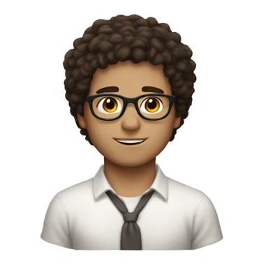 White boy with fluffy dark brown hair, brown eyes and glasses  sticker