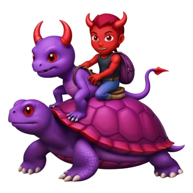 A devil riding a purple turtle sticker
