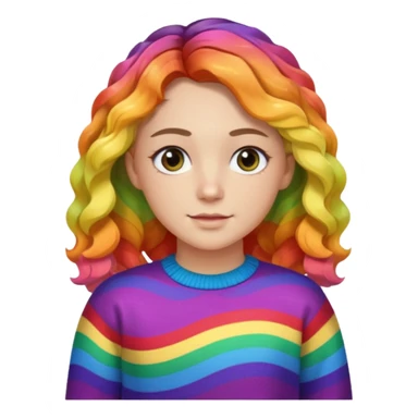 Lila renkli dalgalı saç beyaz tenrengi hafif çekik gözlü uzun kollu gökkuşağı swit sticker