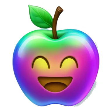 Iridescent, shiny neon apple sticker